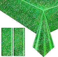 Vista 48 de 2 piezas de mantel holográfico negro con láser, mantel espacial de galaxia, mantel de 40 * 108 pulgadas con estrellas brillantes, mantel