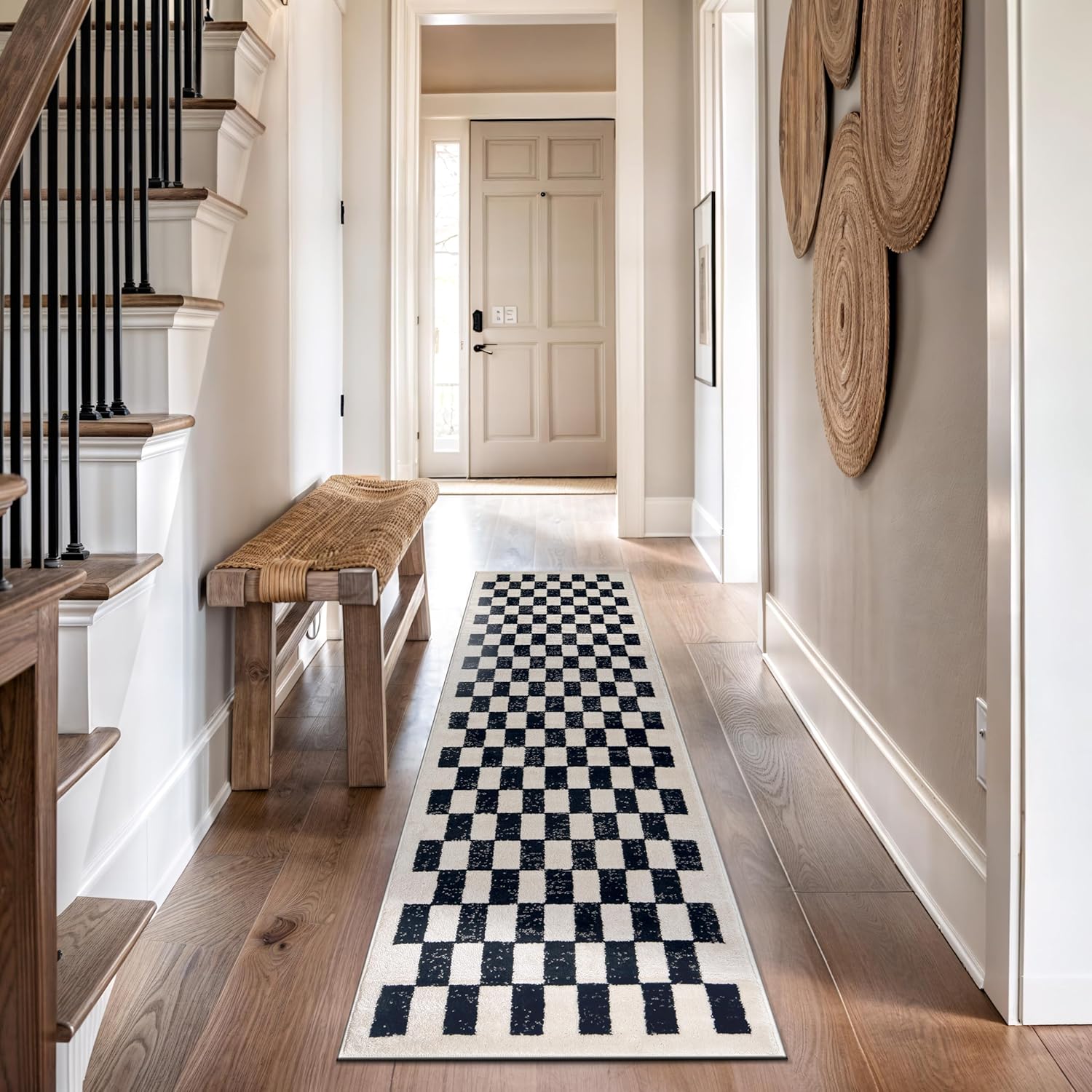 Rugshop Black and White Checkered Area Rug – High-Contrast Grid Pattern Carpet for Living Room, Bedroom, or Dorm – Trendy Contemporary Soft Floor Décor 2' 3" x 8' Runner Black