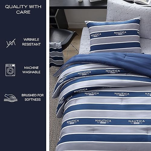 Miniatura 6 de Nautica - Juego de ropa de cama individual XL, juego de edredón reversible, incluye fundas de almohada, sábana bajera, fundas de almohada y bolsa de