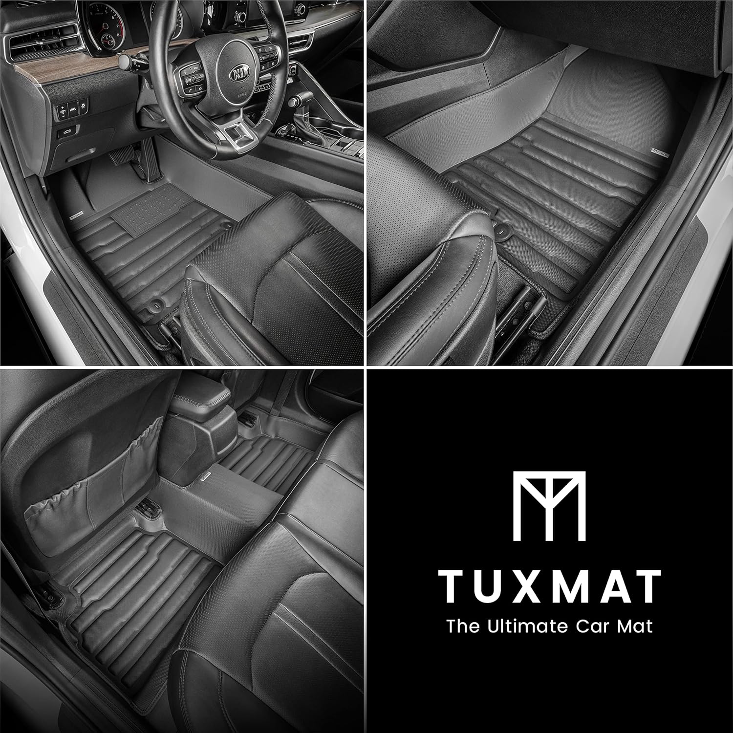 TuxMat - for Kia K5 AWD 2021-2026 Models - Custom Car Mats - Maximum Coverage, All Weather, Laser Measured - This Full Set Includes 1st and 2nd Rows