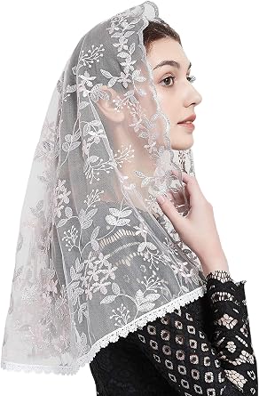 التطريز Mantilla Lace Chapel Veils الكنيسة الكاثوليكية الحجاب للنساء Y015