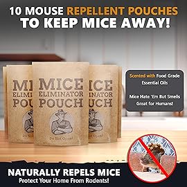 10 Pack All-Natural Mice Repellent Pouches - Harmless Peppermint Essential Oil Mouse Deterrent - Keep Mice Out of Your Home and Your Family Safe - by Tougher Than Tom