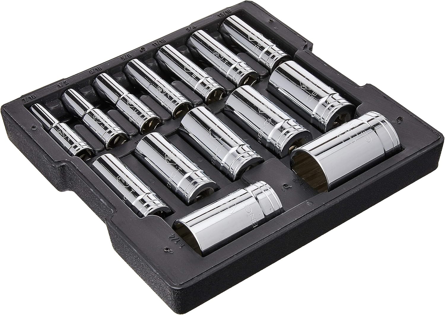GEARWRENCH 14 Pc. 1/2" Drive 12 Pt. Deep Socket Set, SAE - 80732