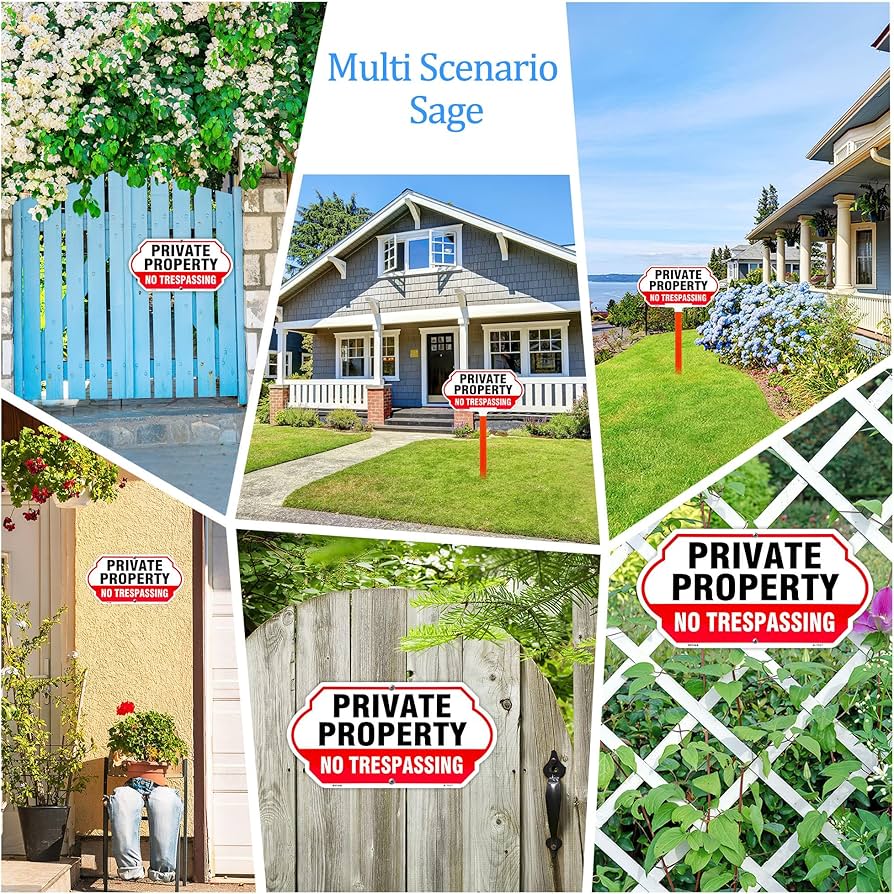 Leifide Lot De 12 Panneaux « No Trespassing » En Aluminium Réfléchissant Résistant Aux Intempéries Pour La Sécurité De La Propriété Extérieure, Cour, Maison, Intérieur Ou Extérieur, 17,8 X 25,4 Cm