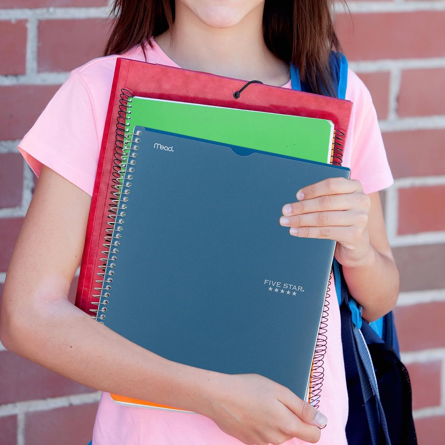 Five Star Interactive Notetaking Spiral Notebooks, 3 Pack, 1-Subject, College Ruled Paper, 11" x 8-1/2", 100 Sheets, Customizable Cover, Forest Green, Fire Red, Pacific Blue (820197-ECM)
