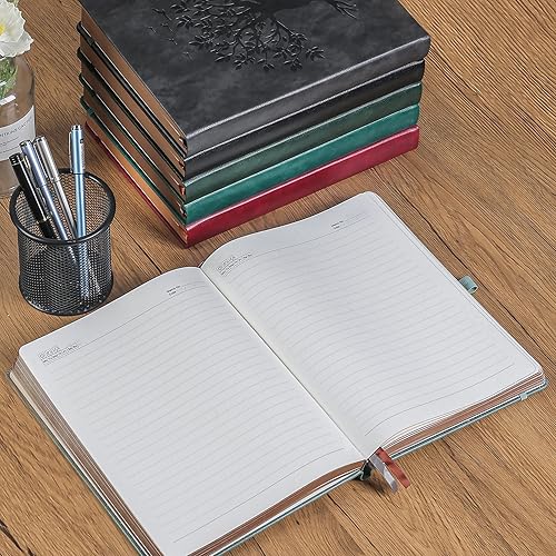 Miniatura 4 de Cuaderno de diario grueso con bolígrafo, 360 páginas de papel de 3.53 ozm, borde rociado marrón, diario para escribir cuaderno de rayas B5, tapa