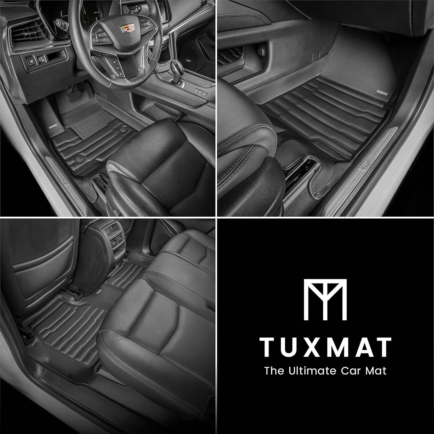 TuxMat - for Cadillac XT5 2017-2026 Models - Custom Car Mats - Maximum Coverage, All Weather, Laser Measured - This Full Set Includes 1st and 2nd Rows