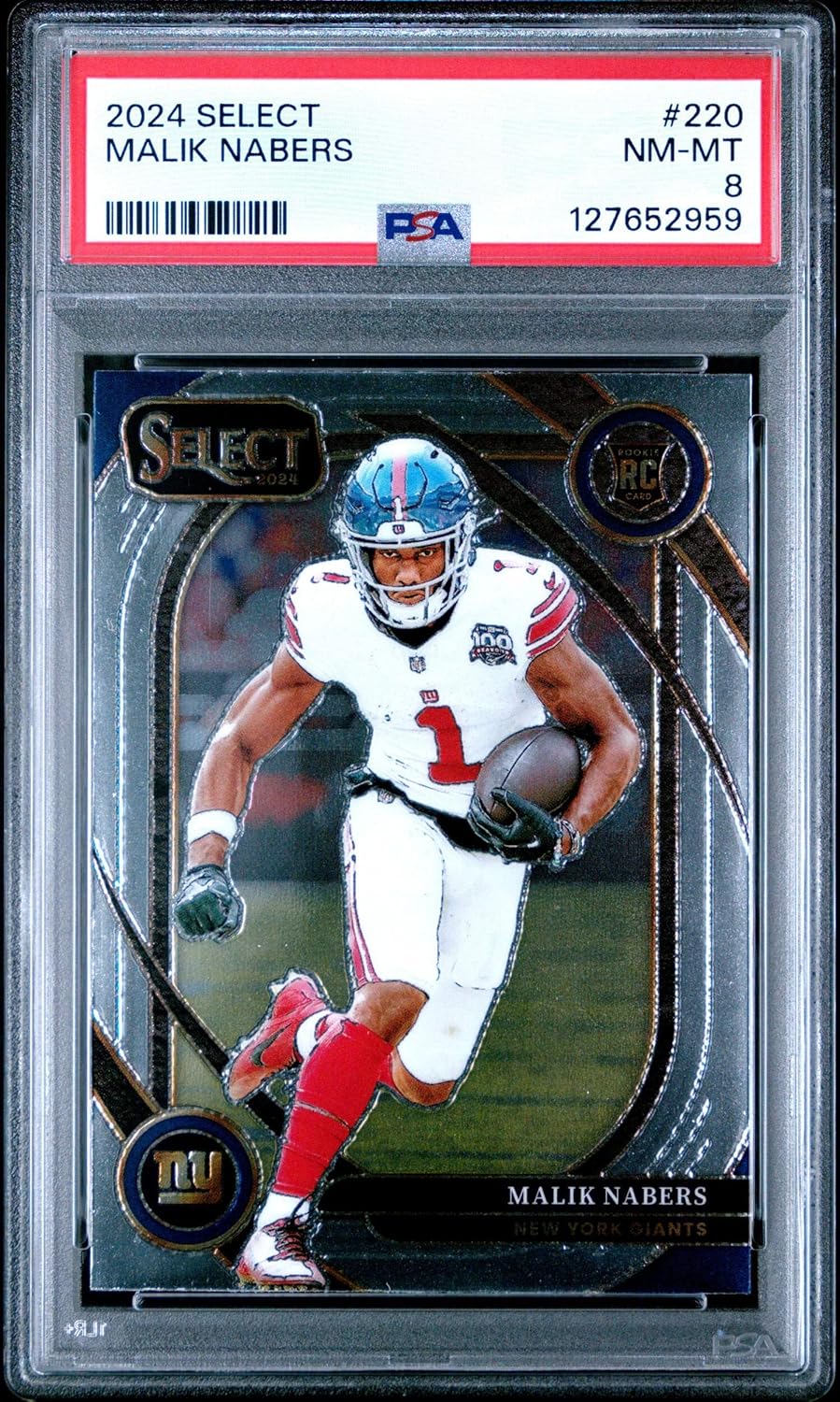 Graded 2024 Panini Select Malik Nabers #220 Rookie RC Football Card PSA 8 Near Mint