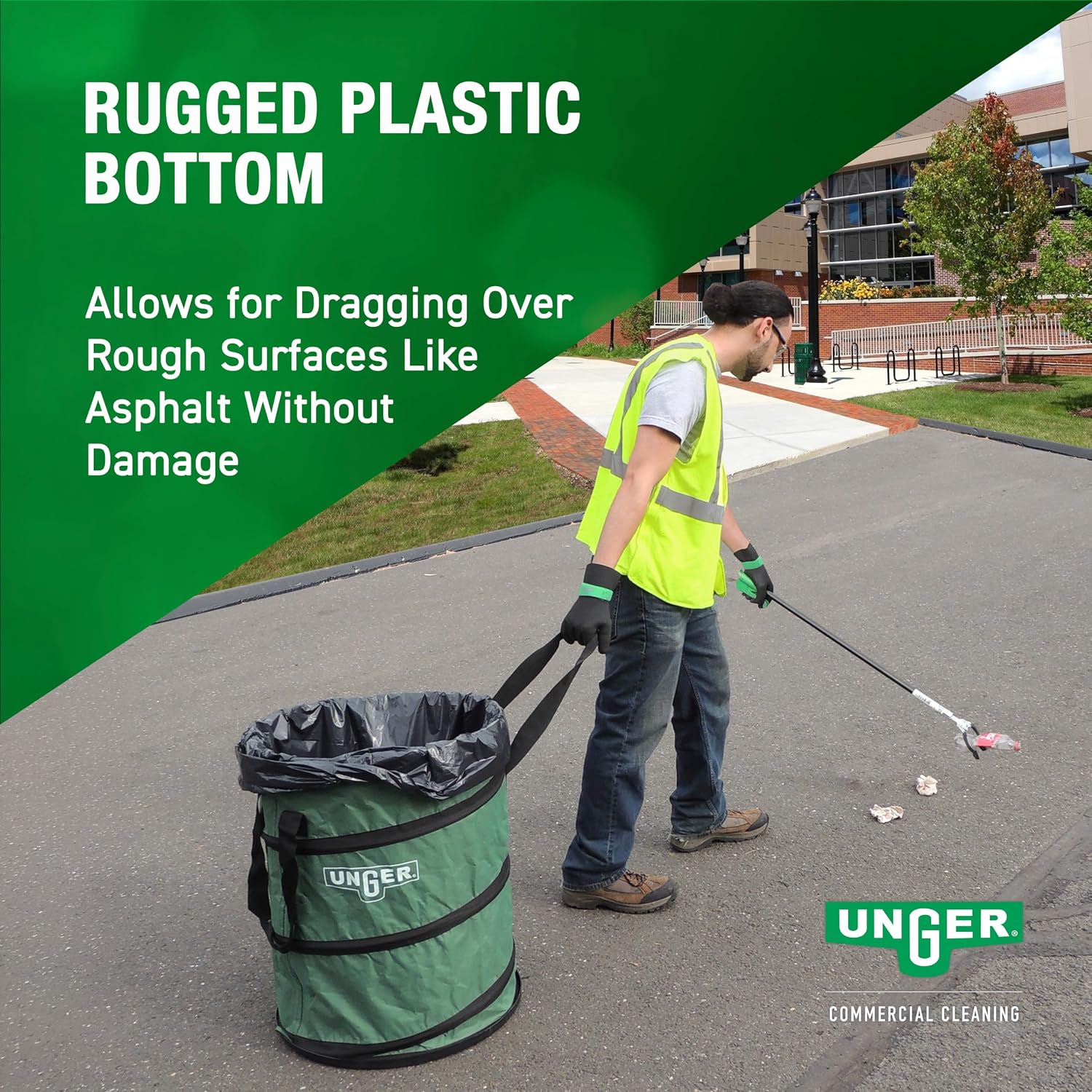 UNGER Commercial NiftyNabber Bagger - Collapsible Trash Can Waste Bag NB300 image 4