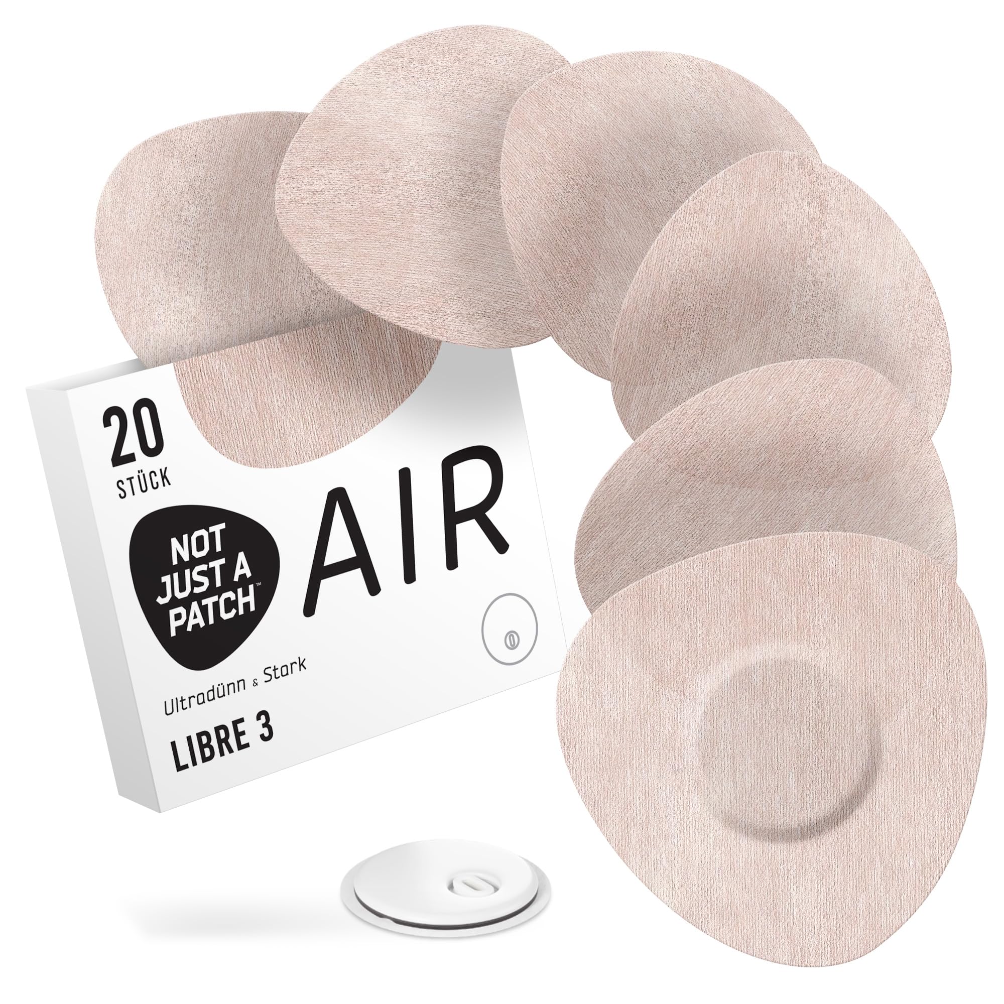 Not Just A Patch Air Freestyle Libre 3 Plus Sensor Pflaster (20er Pack) - Schweißresistent, Dünn, Stark & Leicht für sicheren Halt und sanften Schutz - 14 Tage Tragedauer (Beige)