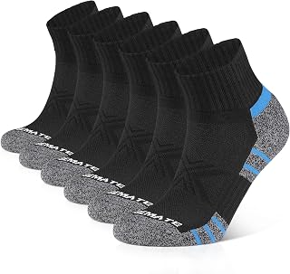 Closemate Mens Ankle Socks 6 Pairs Wicking Cushioned Athletic Socks for Women Anti Blister Cotton Quarter Running Sport Socks