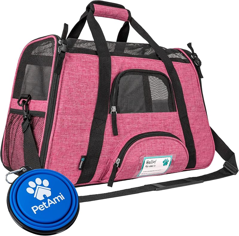 Caixa de Transporte Flexível PetAmi para Gatos e Cães Pequenos, Grande, Heather Pink
