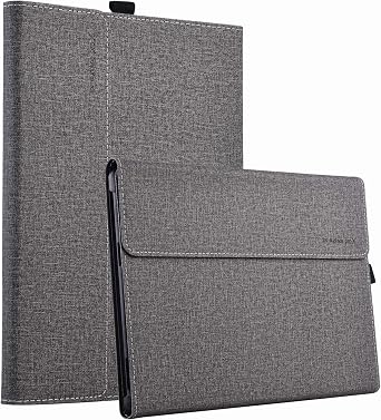 Surface Pro X Case - Fits Keyboard and Kickstand, Premium PU Leather Cover with Multiple Angle Viewing for New Surface Pro X 2019 Released / 2020, for Surface Pro X, Light Grey