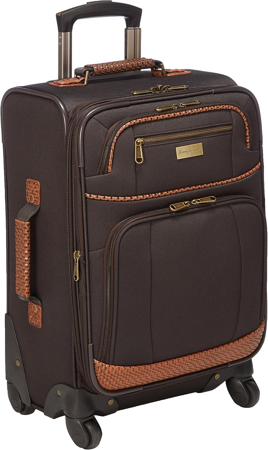 Tommy Bahama Carry On Luggage - 20 Inch Lightweight Expandable Rolling Spinner Luggage with Wheels Travel Suitcase, Dark Brown