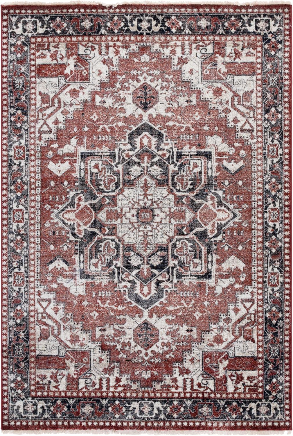 SAFAVIEH Herat Collection Runner Rug - 2' x 8', Rust & Black, Oriental Medallion Distressed Design, Non-Shedding & Easy Care, Ideal for High Traffic Areas in Living Room, Bedroom (HRT395P)