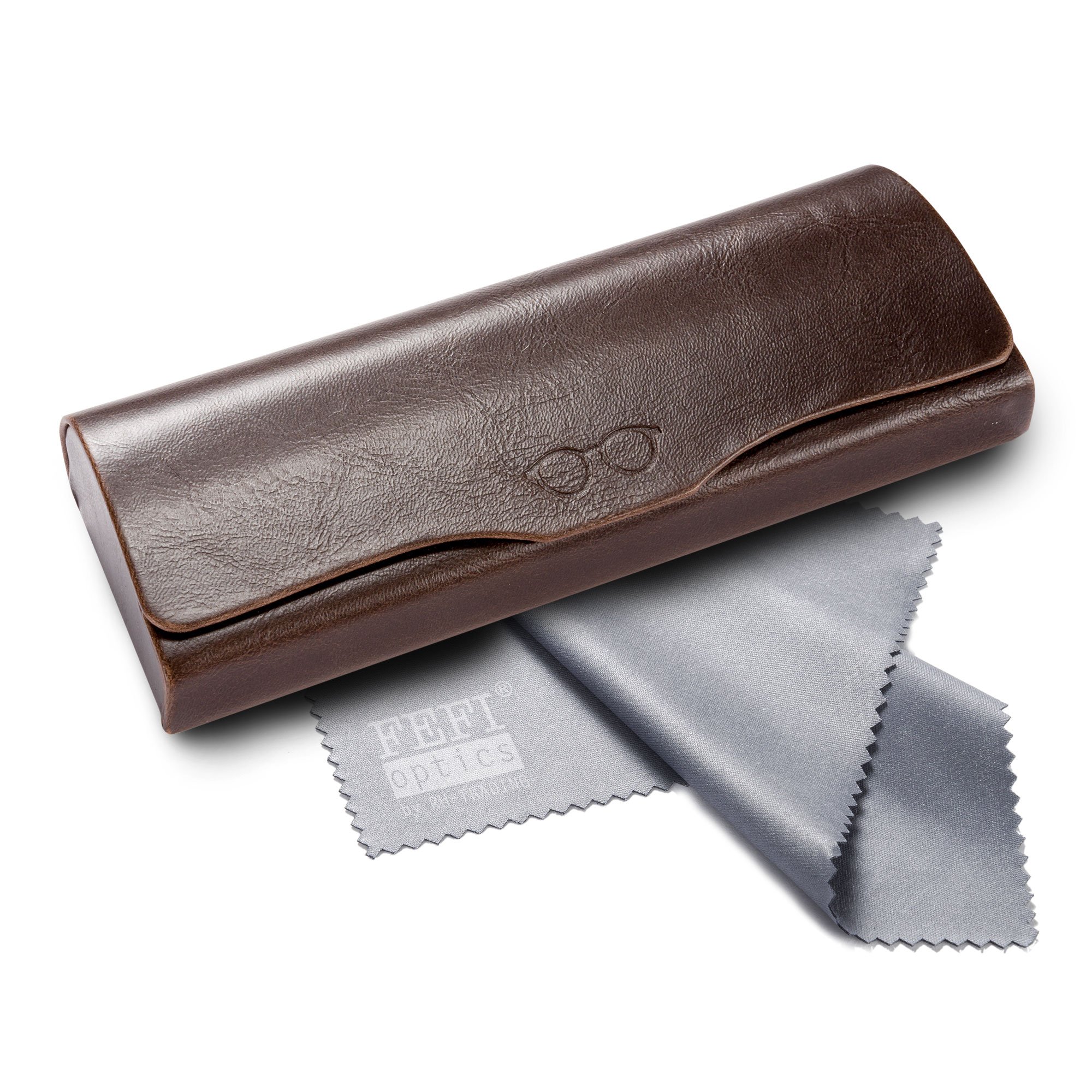 FEFI Klasyczne etui na okulary w stylu vintage ze skóry - Hardcase - w tym wysokiej jakości ściereczka do czyszczenia okularów