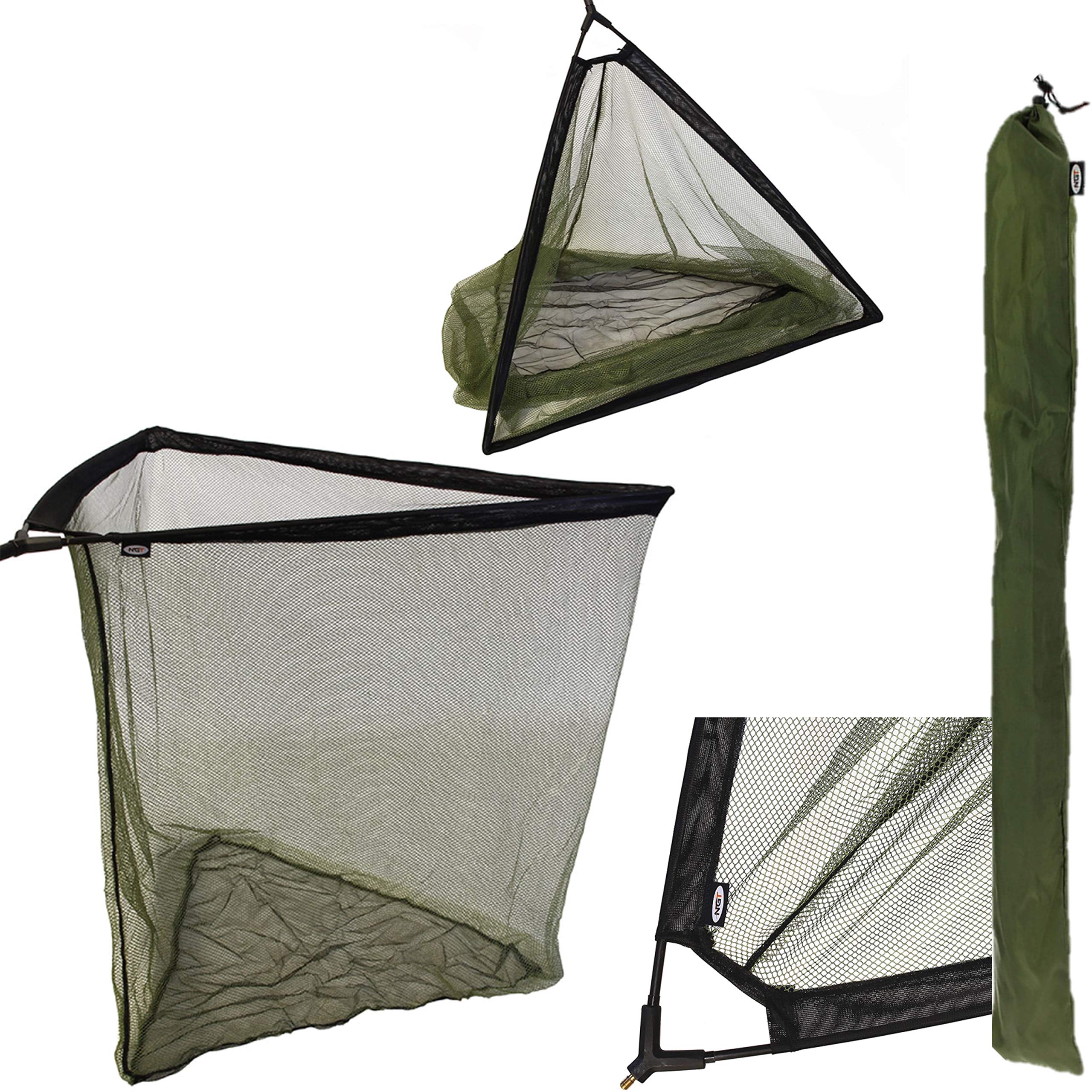 42 INCH GREEN CARP FISHING LANDING NET WITH PLASTIC BLOCK STINK BAG NGT  TACKLE