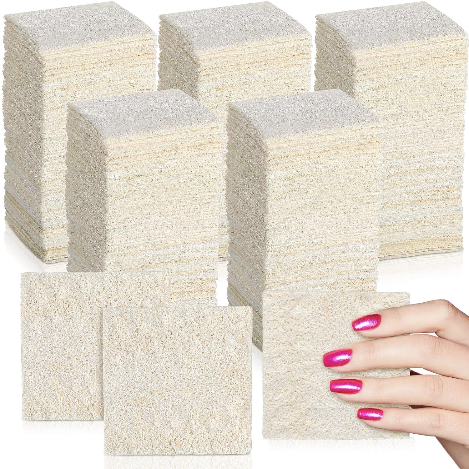 FoldTier 100 Pack Natural Loofah Sponge Face Pads