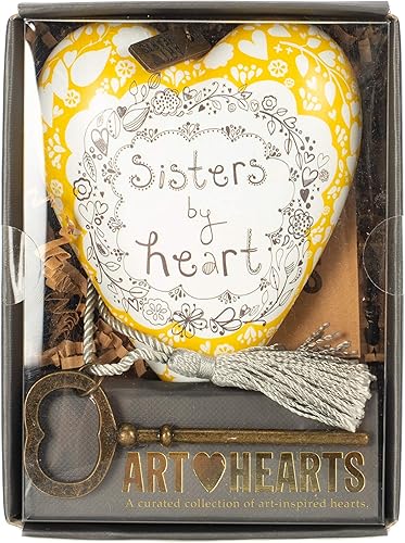 Miniatura 5 de DEMDACO Sisters By Heart - Decoración de recuerdo de resina en forma de corazón amarillo de diente de león 4 x 3