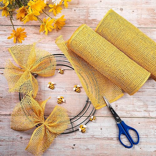 Vista 76 de 3 rollos de malla decorativa de arpillera de poliéster de 10 pulgadas de ancho, rollos de cinta decorativa de poliéster para decoración de coronas