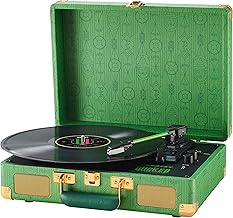 x Wicked: for Good Cruiser Plus Vintage 3-Speed Bluetooth in/Out Suitcase Vinyl Record Player Turntable with Built-in Speakers, Elphaba Edition