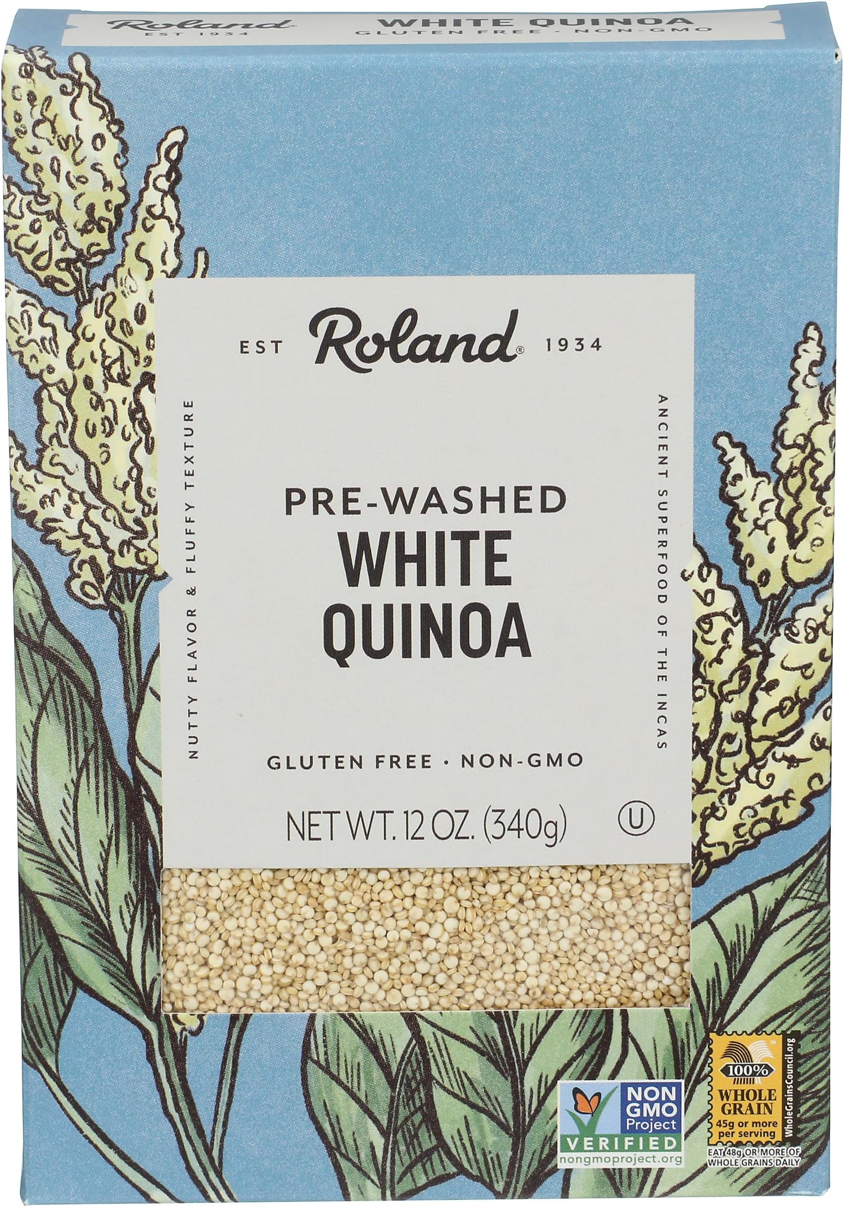 Roland Foods White Quinoa, Pre-washed, Specialty Imported Food, 12-Ounce