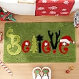ELDONE Christmas Gnome Bath Mat W/Christmas Believe Rug
