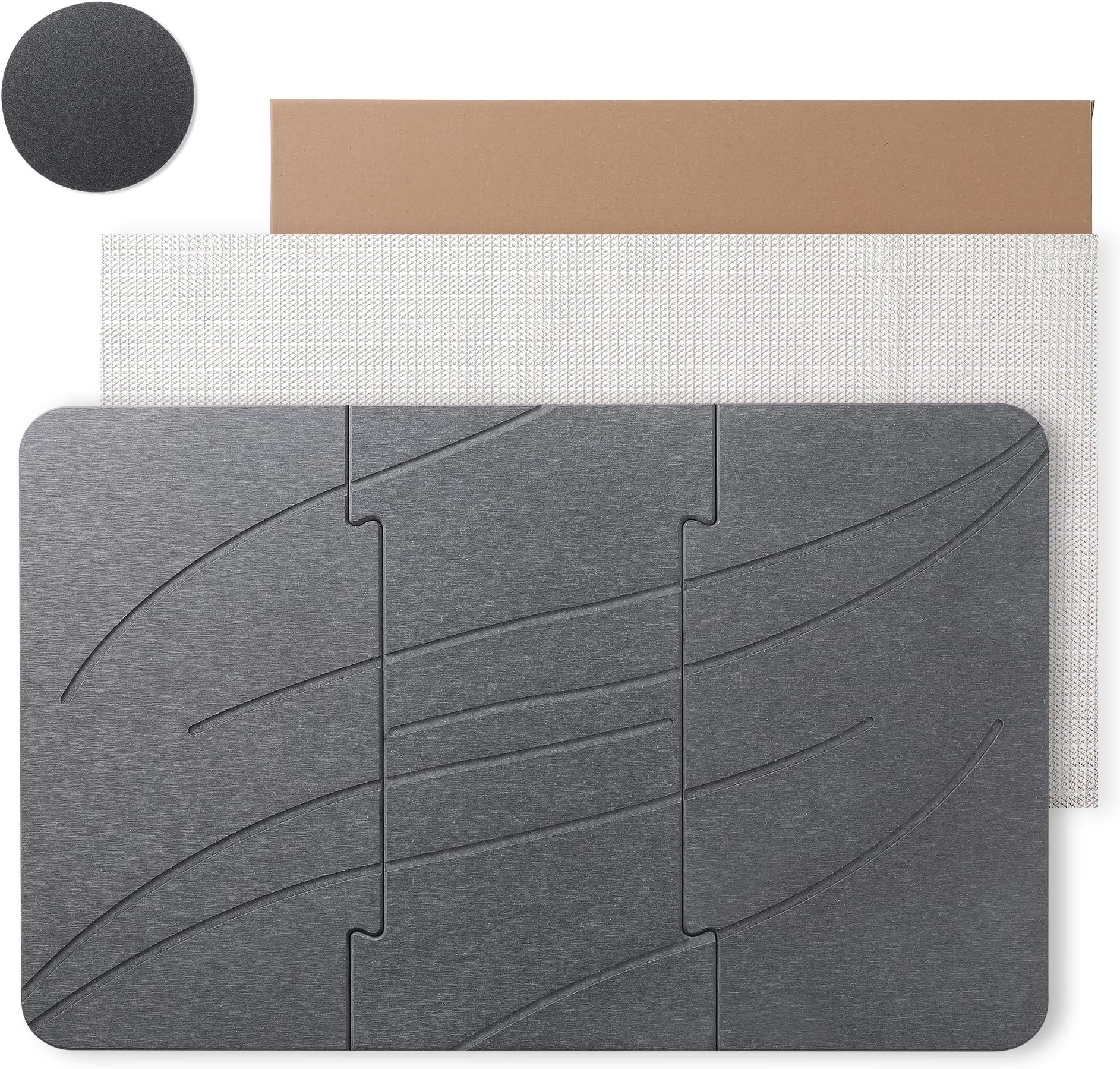 Stone Bath Mat - Foldable Super Absorbent Quick Drying Diatomite Shower Bath Mat Non Slip, Easy to Clean for Shower & Bathroom and Kitchen