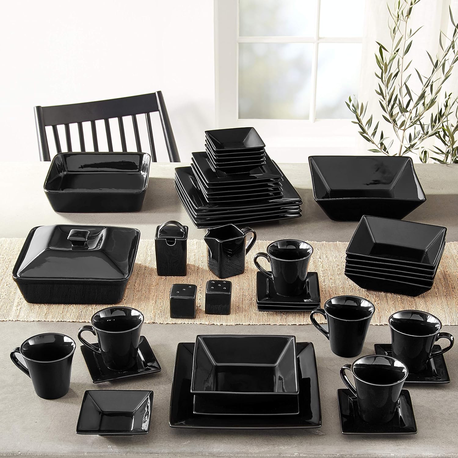 New Product 10 Strawberry Street NOVA-45SQ-BB Square 45 Piece Dinnerware Set, Black Buy 1 get 1 π₯ 10 Strawberry Street NOVA-45SQ-BB Square 45 Piece Dinnerware Set, Black