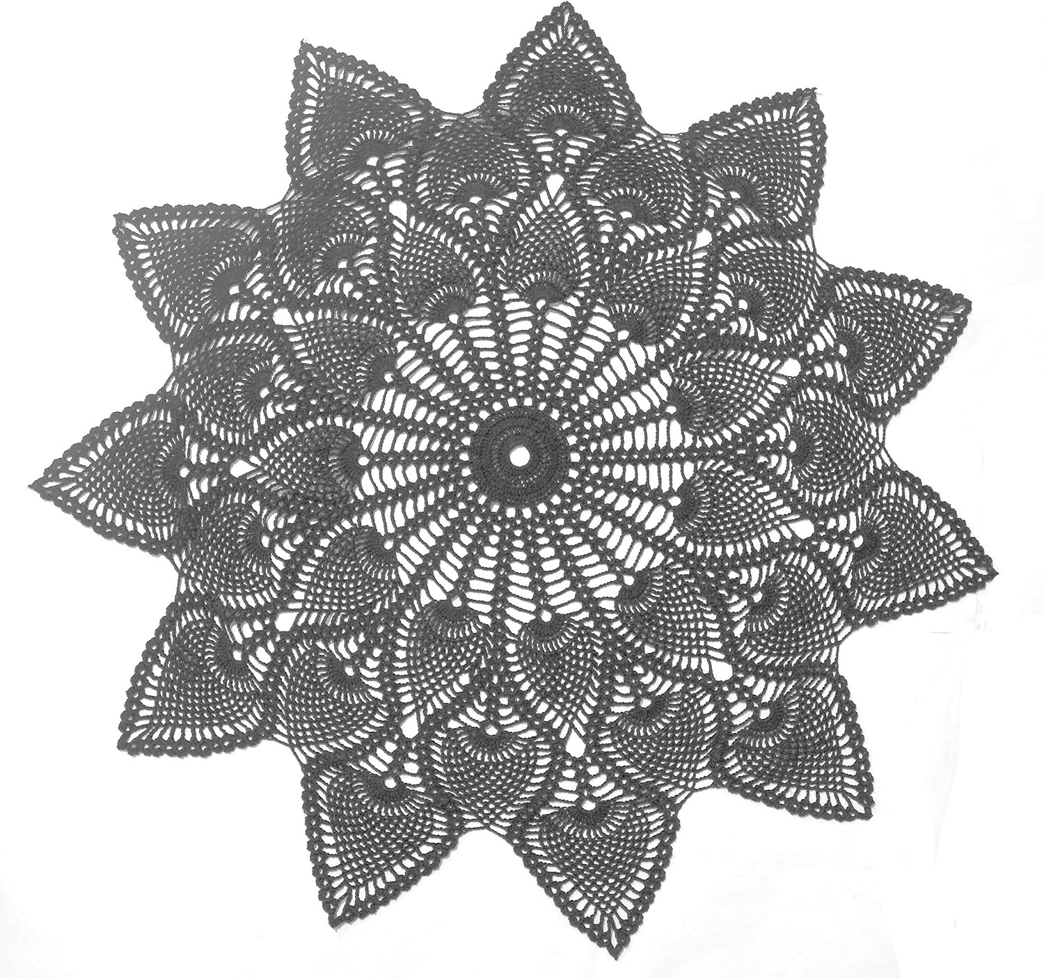 BIBITIME Crochet Pineapple Flower Lace Doilies Round Tablecloth Round Coasters Placemat Tables Sofa Cover (Green, 32 in to 35 in,Pack of 1PC)