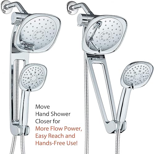 Miniatura 7 de AQUABAR - Sistema combinado de spa cuadrado de alta presión de 3 vías con brazo de extensión ajustable de 18 pulgadas para un fácil alcance y