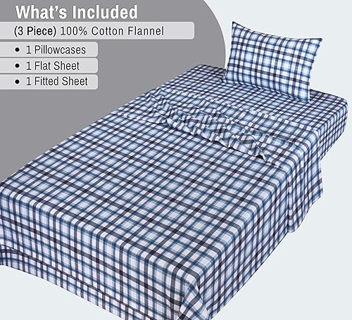 Vista 118 de RUVANTI Juego de sábanas de franela 100% algodón, tamaño matrimonial, 4 piezas, Alpine Serenity Serenidad alpina