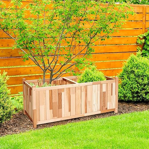 Miniatura 3 de Jumbl Maceta de cedro canadiense | Cama de jardín de madera para cultivar flores, suculentas y otras plantas en casa | Ideal para patio al aire