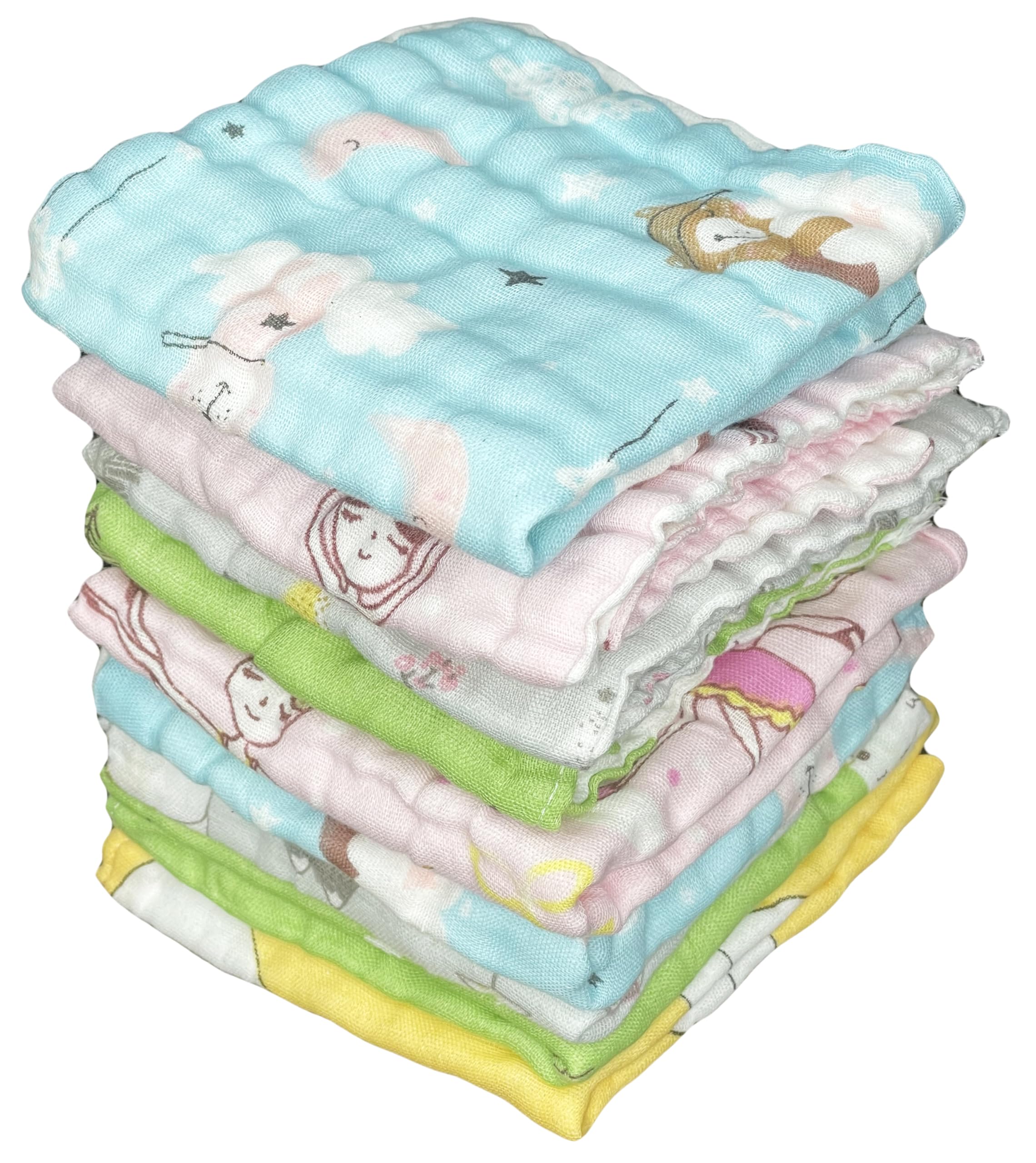 TERI BERI Muslin Cotton Printed Face Towels for Newborn Baby Extra Soft Hankies Reusable Napkins for Infants Toddlers (Pack of 5, Printed)-picture-11