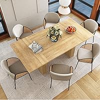 Vista 3 de Mesa de comedor de 78 pulgadas para 6, 8 y 10, moderna mesa de cocina rectangular de granja, mesas de comedor largas con base de tira de madera