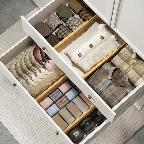 Miniatura 10 de BAMEOS Separadores de cajones de bambú, organizadores expandibles para cocina, dormitorio, baño, aparador, oficina, paquete de 4