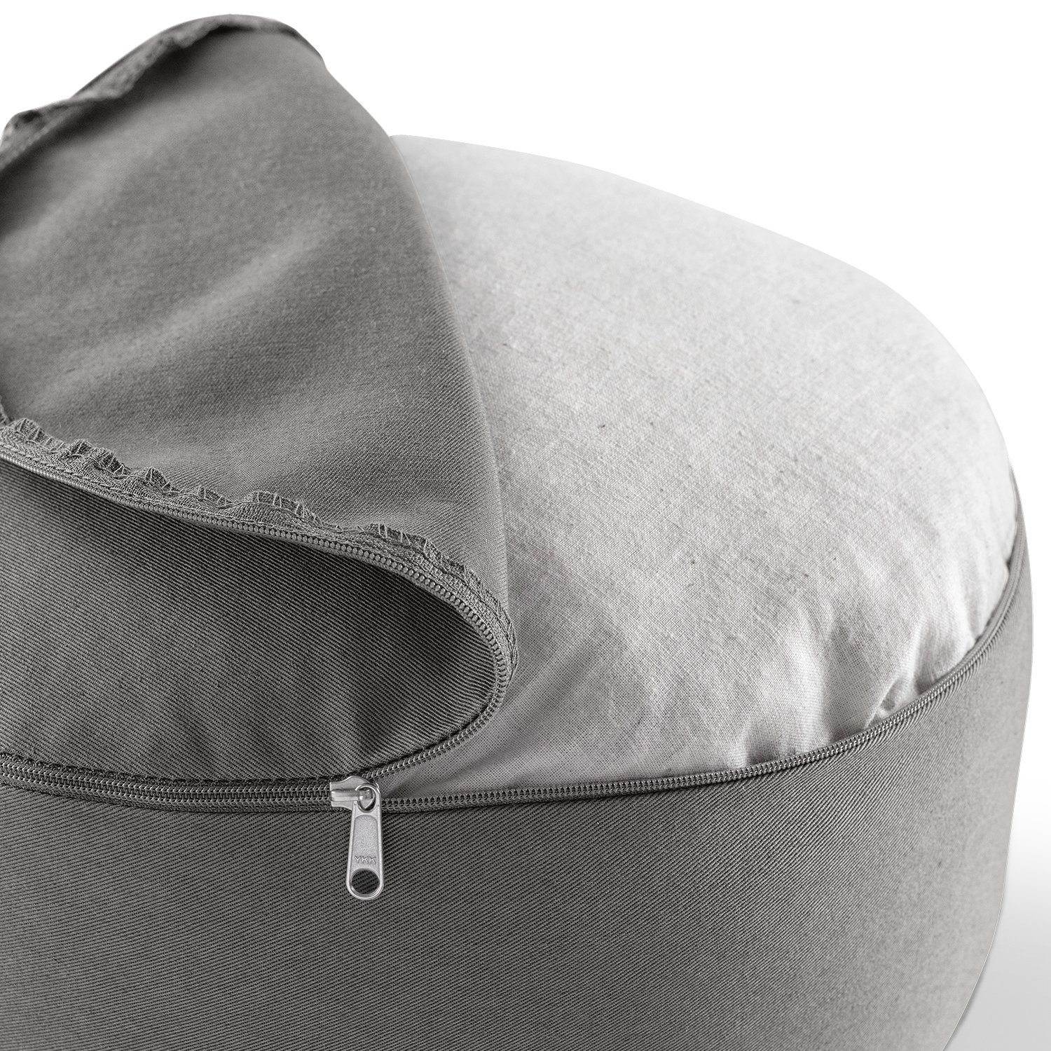 Lotuscrafts Yogakissen Meditationskissen Rund Lotus - komfortable & entspannte Mediation - Sitzhöhe 15cm - waschbarer Bezug aus Baumwolle - Yoga Sitzkissen mit Dinkelfüllung - GOTS Zertifiziert