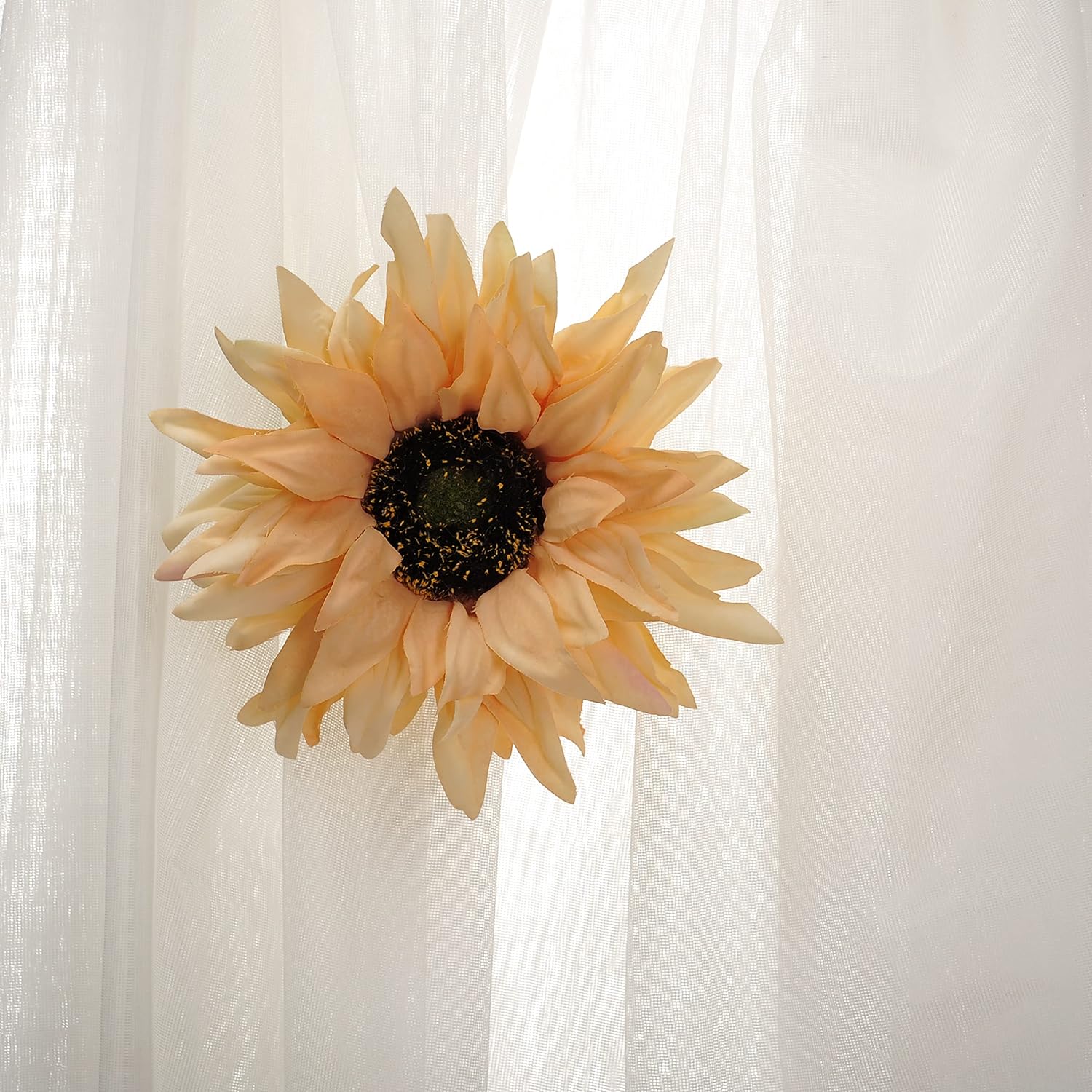 SUQ I OME 2 Pack of Rustic Big Diameter 7.08inch Artificial Sunflower Curtain Clips Curtain Tiebacks Accessory Curtain Holder Curtain Holdbacks for Home Office Decoration,Yellow : Home & Kitchen