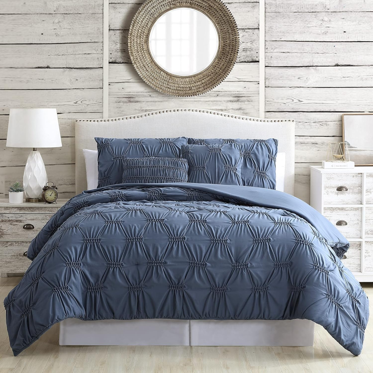 Amrapur Overseas 5-Piece Amanda Solid Textured Comforter Set Navy King