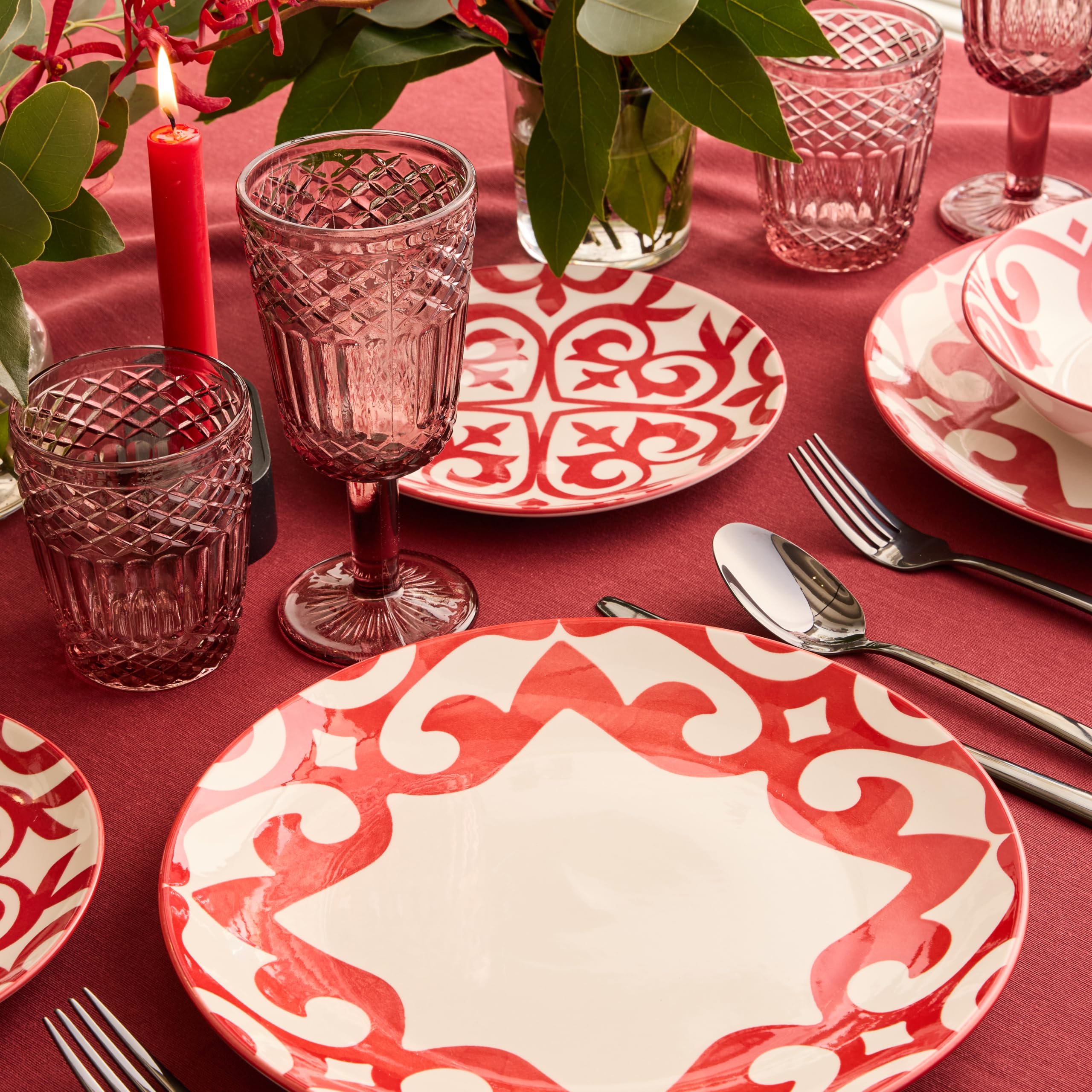 Servizio Tavola Tognana Amore 18 Pezzi - Porcellana Bianca Con Cuori Rossi, Per 6 Persone, Lavabile In Lavastoviglie - Foto 3