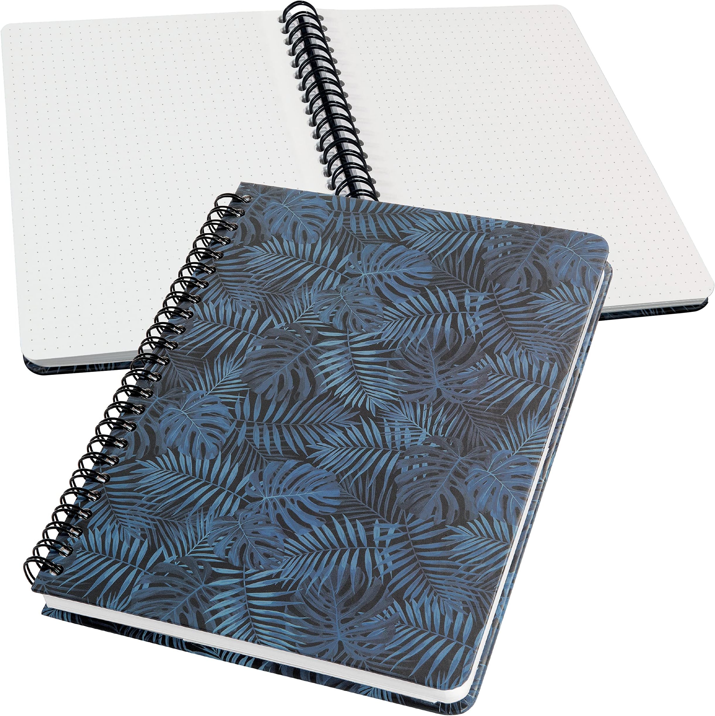 JN602 Spiral notebook basic, A5, dotted, hardcover, jugnle pattern, Blue - Jolie
