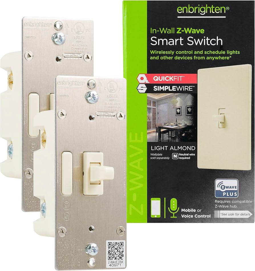 Enbrighten Almond Z-Wave Plus Smart Light Switch with QuickFit and