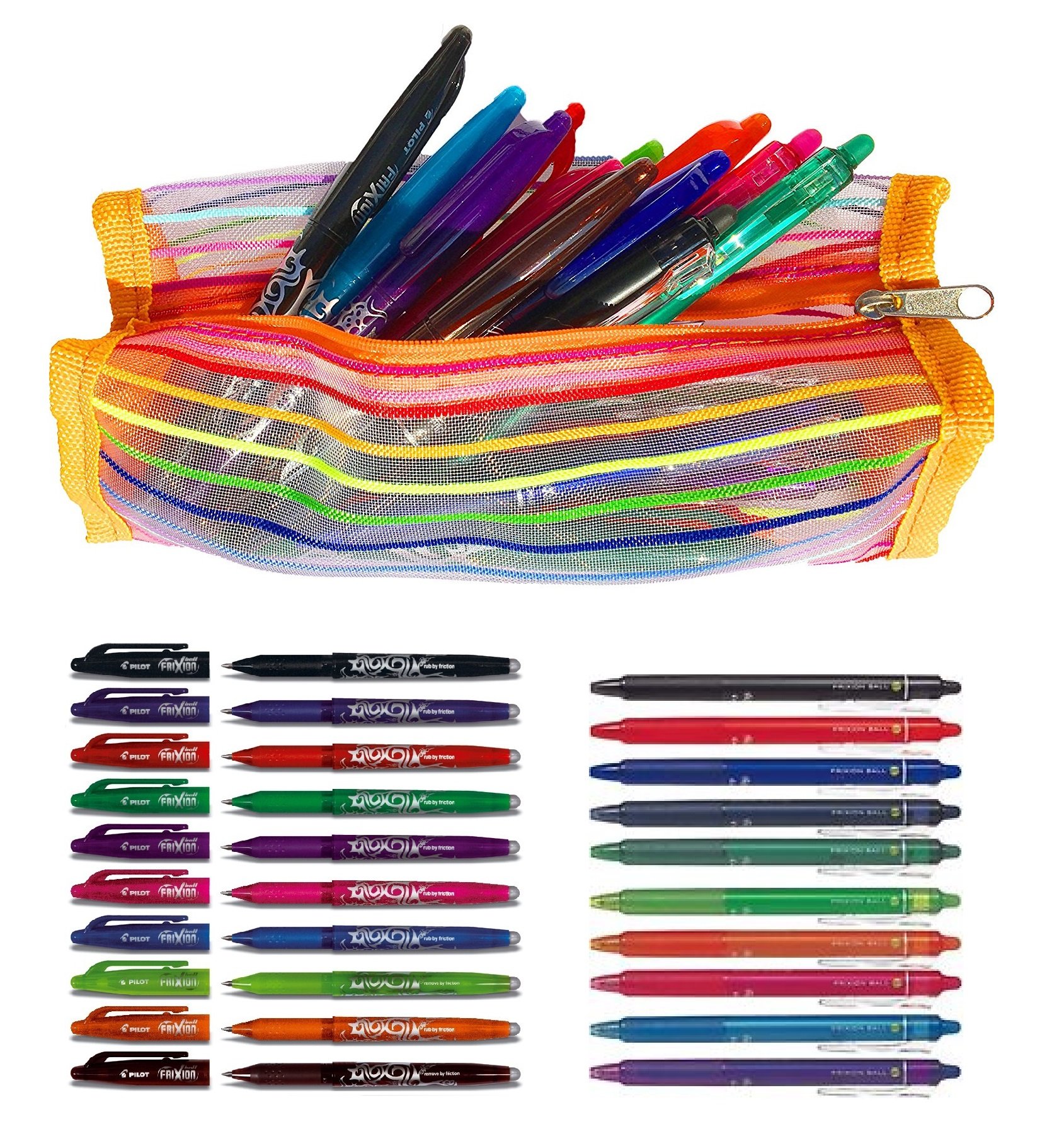 Pilot Frixion Tintenroller Alle 20 / 10x Ball Kappenmodel 0.7 und 10x Clicker 0.7 (radierbar) farbig sortiert 20er im Design Etui Set All Ball 0.7