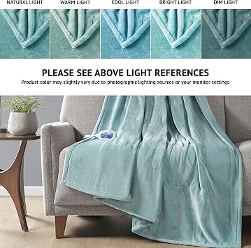 Beautyrest Heated Throw- Fast Heating Electric Blanket, 60x70 Aqua