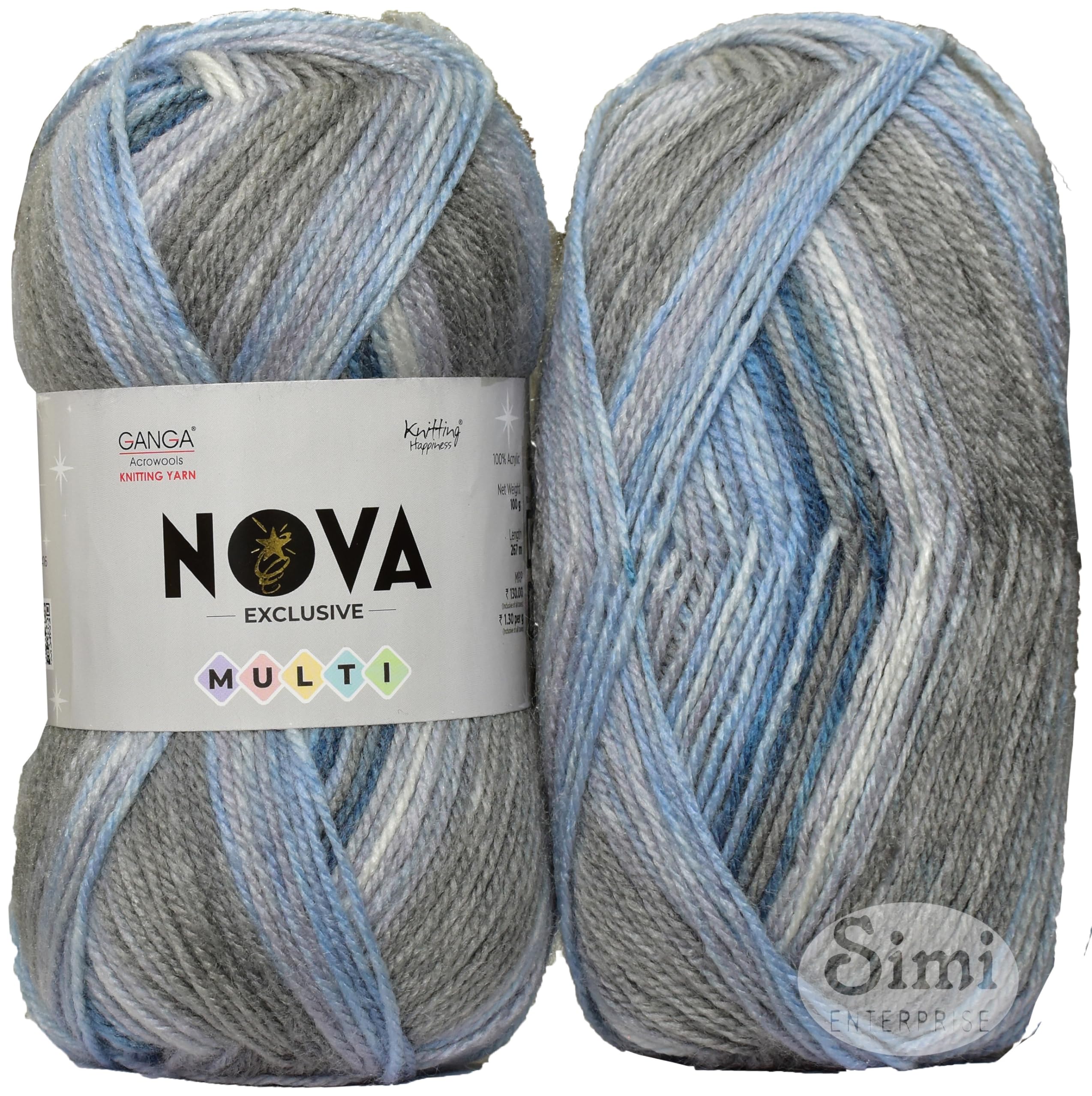 GANGA Knitting Yarn Wool Nova Multi Airforce 200 GMS Best Used with Knitting Needles, Crochet Needles Wool Yarn for Knitting. -VJ Art-BJGC