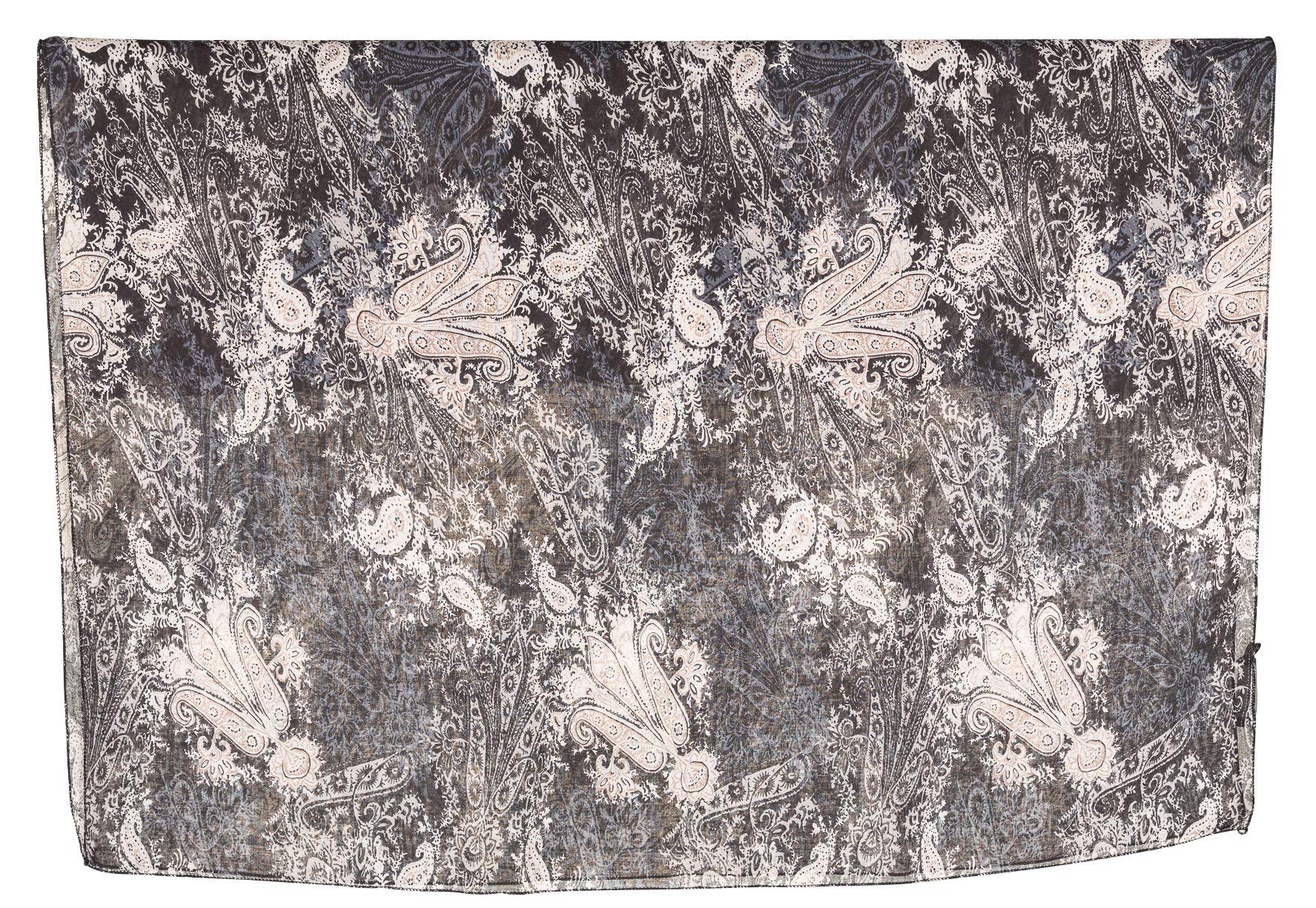 Bufanda de cachemira floral abstracta para mujer Negro Negro (Talla única