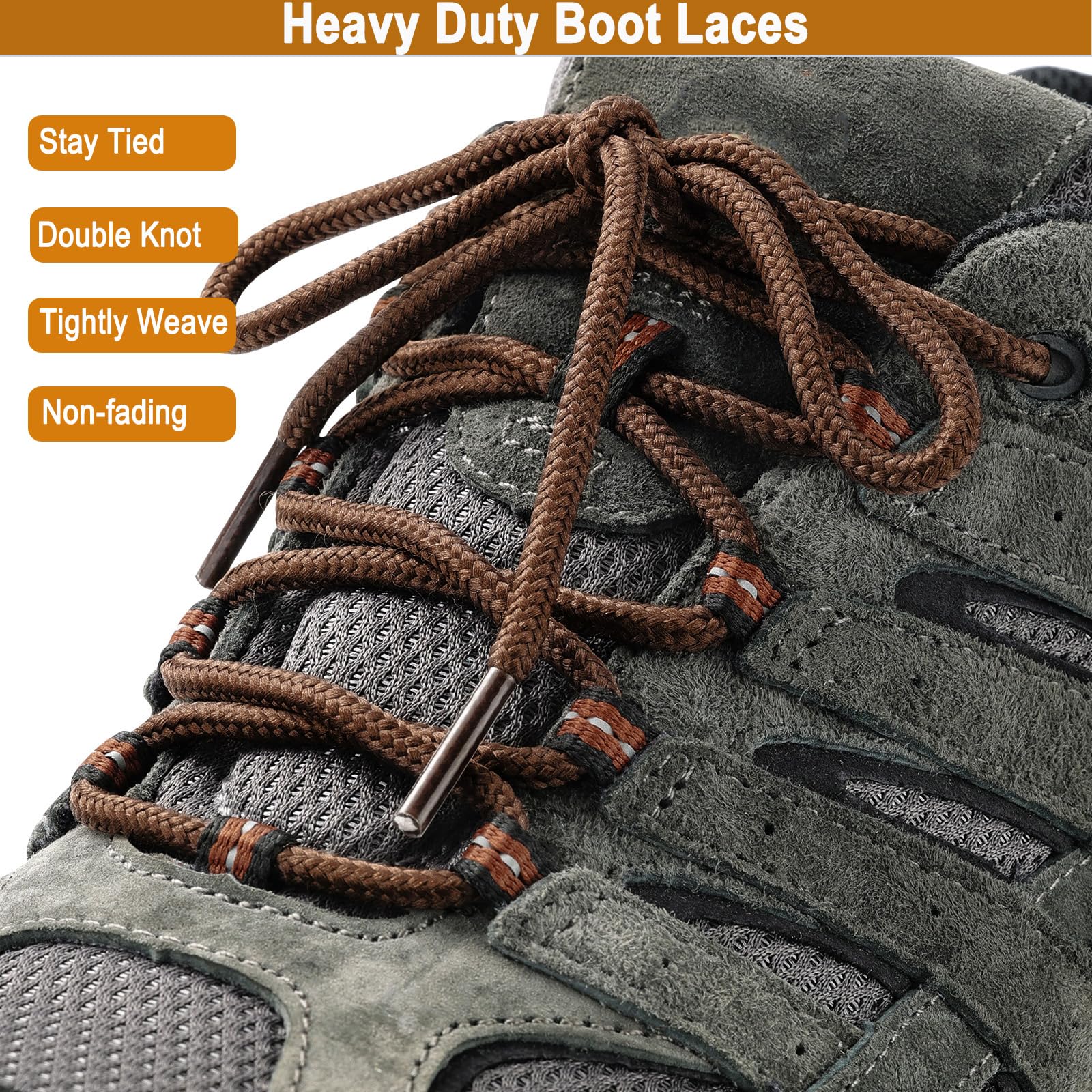 No Tie Shoelaces For Adults Handshop 2-Pair Round Boot Laces