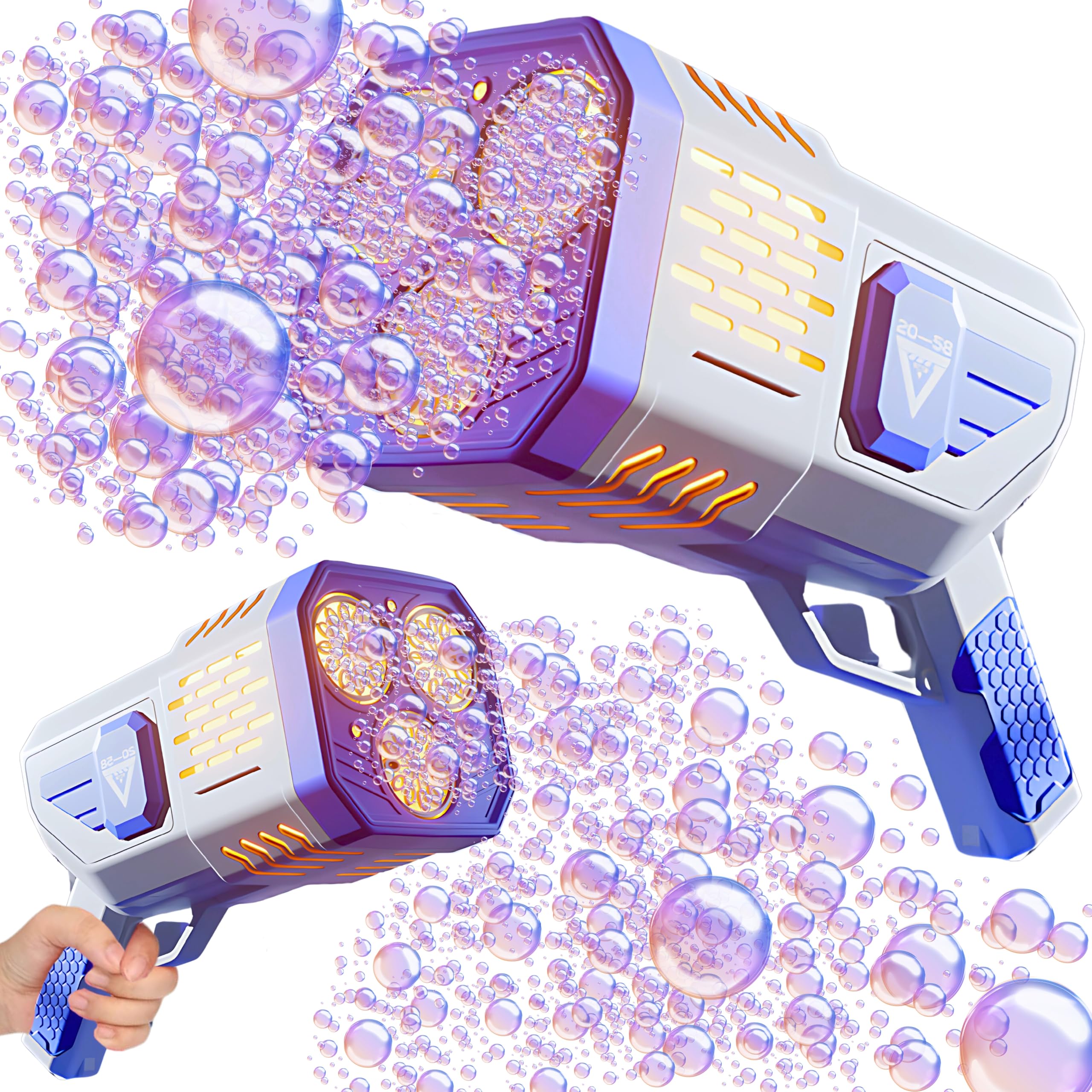SGM-333-16, Bubble Machine - Automatic Bubble Machine for Kid 10000+ Bubble Per Min, Portable Bubble Maker Toys with Rechargeable Battery/Lights/100ml Solution, Outdoor Party Wedding Christmas (Blue)
