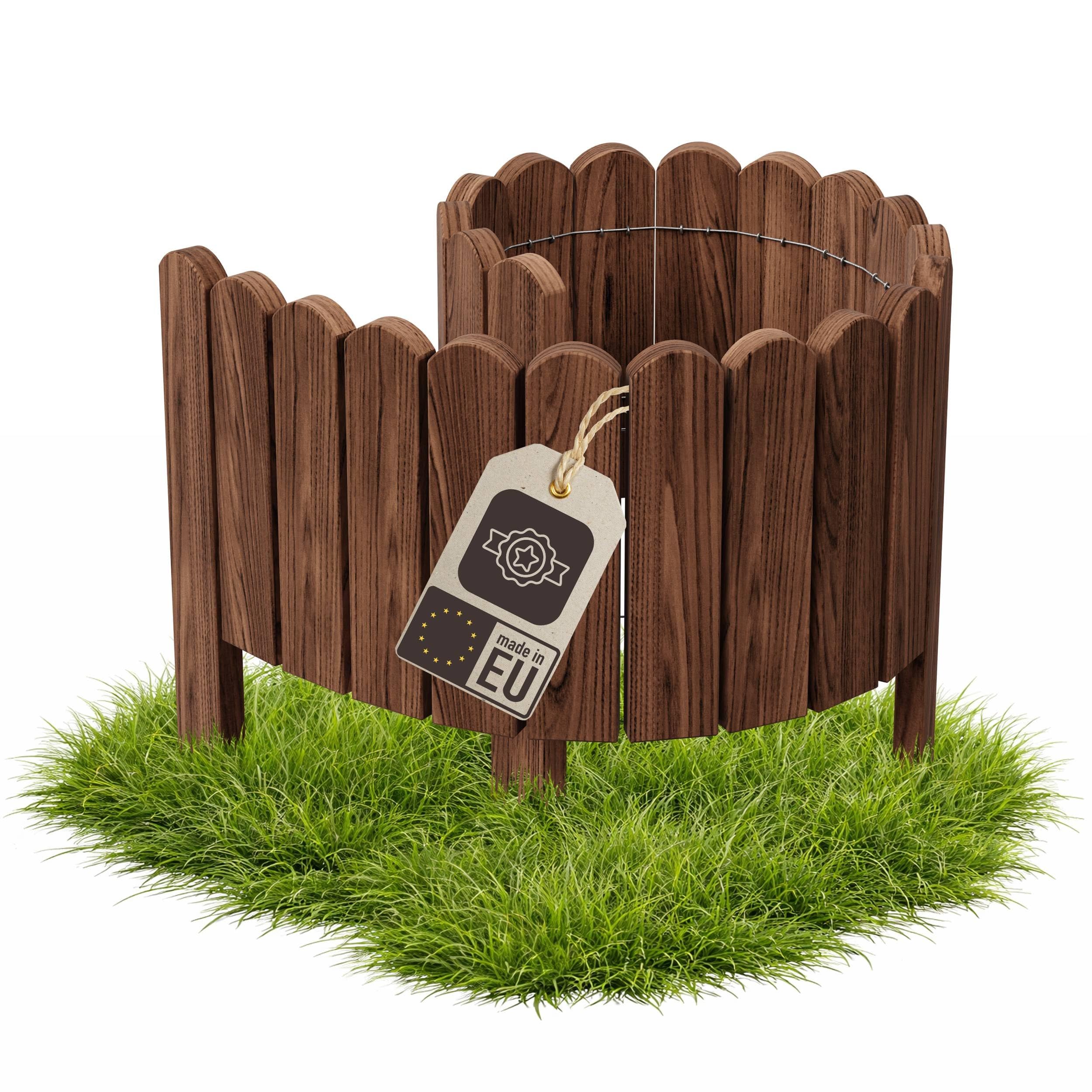 be4nature Flexible Wooden Garden Border 10 x 100 cm Dark Brown pressure treated roll border lawn edging decorative garden fence palisade bed edging — image 1