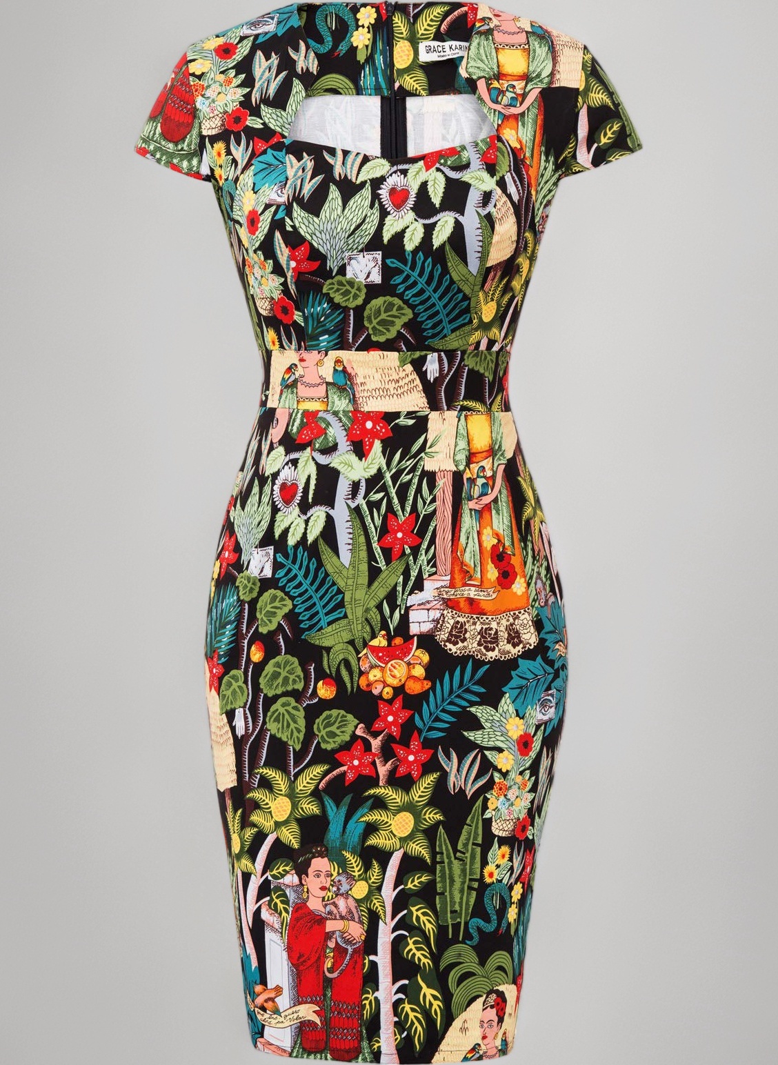 GRACE KARIN Womens Vintage Pencil Work Dress Short Cap Sleeve 1950s Bodycon Dress CL007597